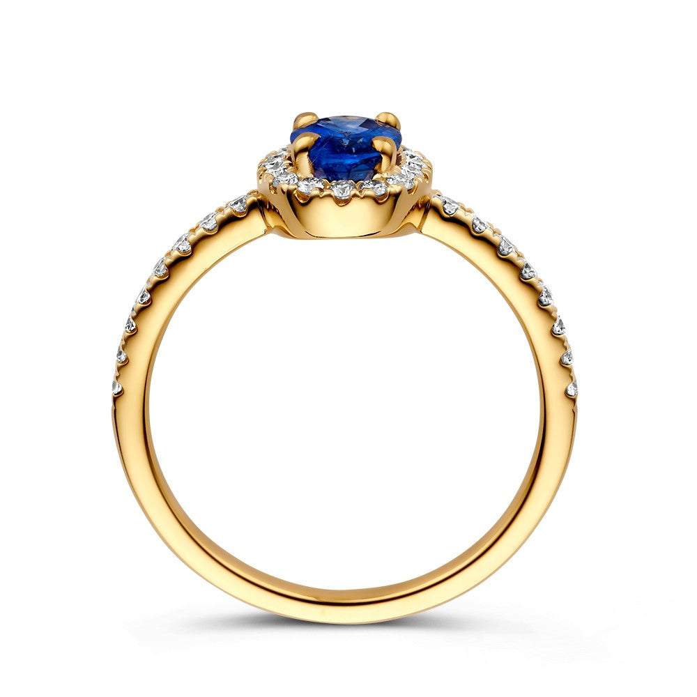 Ring Gelbgold Brillant + Saphir