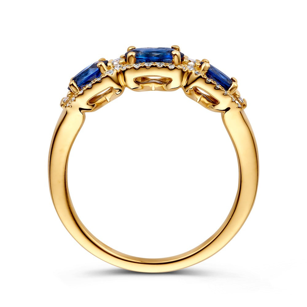 Ring Gelbgold Brillant + Saphir