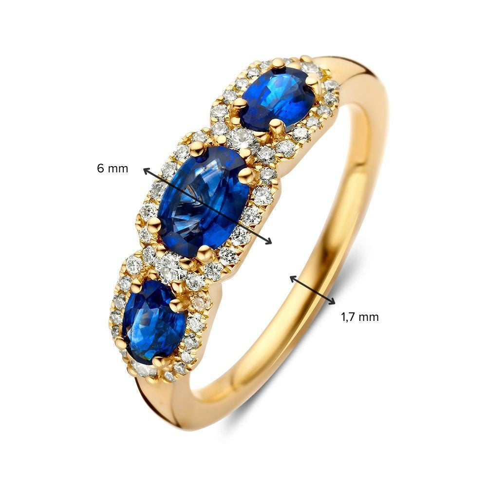 Ring Gelbgold Brillant + Saphir