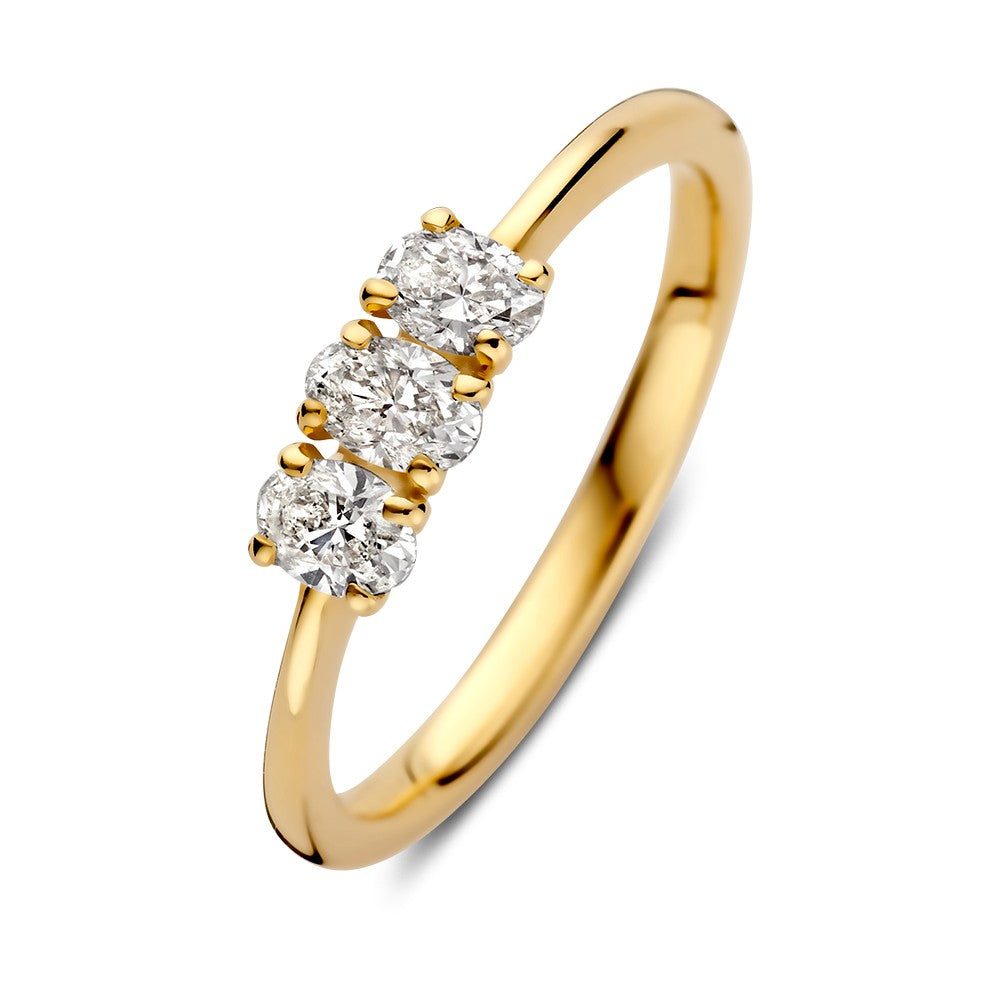 Ring aus Gelbgold mit drei Diamanten von 0,54 Karat
