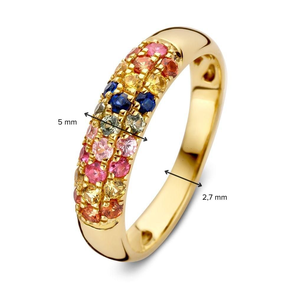 Luxuriöser Gelbgoldring mit Regenbogensaphir und Pavé-Diamanten – Festlicher Ring aus 14 Karat Gold