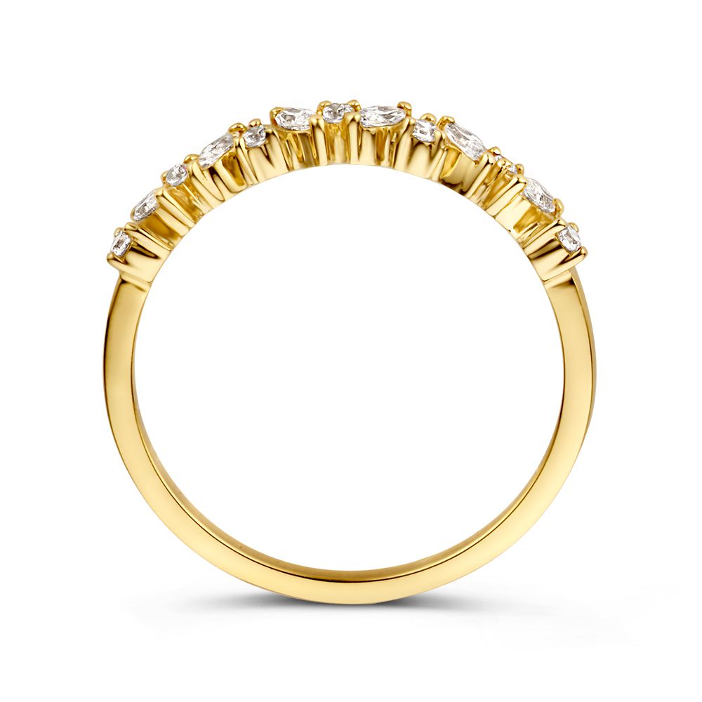 14 Karat Gelbgold, einzigartige Schliffe, stilvolle Halbrundfassung