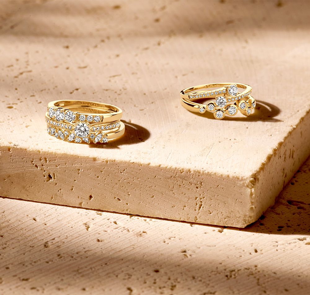 14 Karat Gelbgold, einzigartige Schliffe, stilvolle Halbrundfassung
