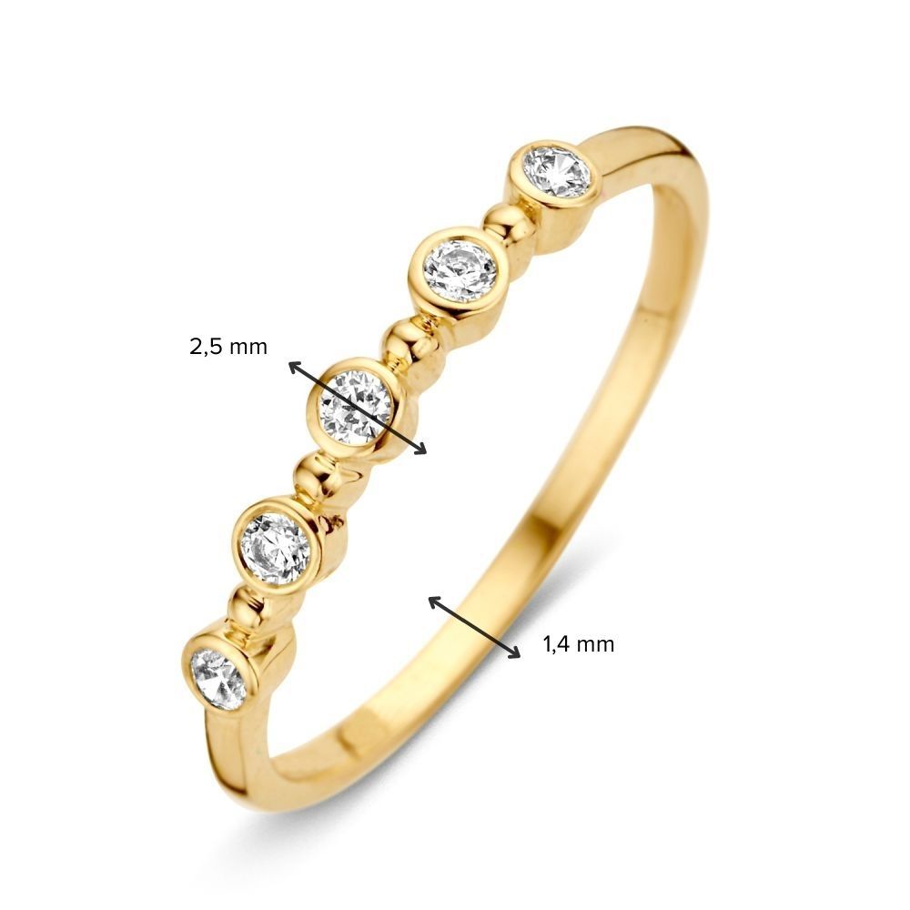Subtiler Damenring aus Gelbgold mit Zirkonia in glatter Fassung – 14 Karat Gold