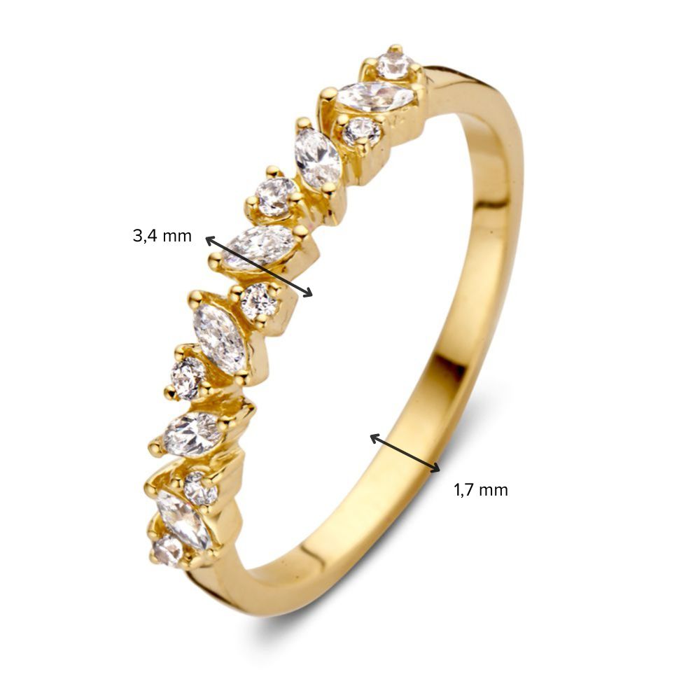 14 Karat Gelbgold, einzigartige Schliffe, stilvolle Halbrundfassung