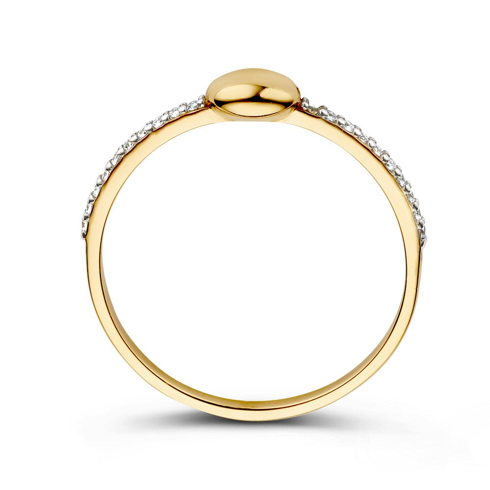 Gelbgoldring mit ovalem Element und Zirkonia – Schlichte Eleganz