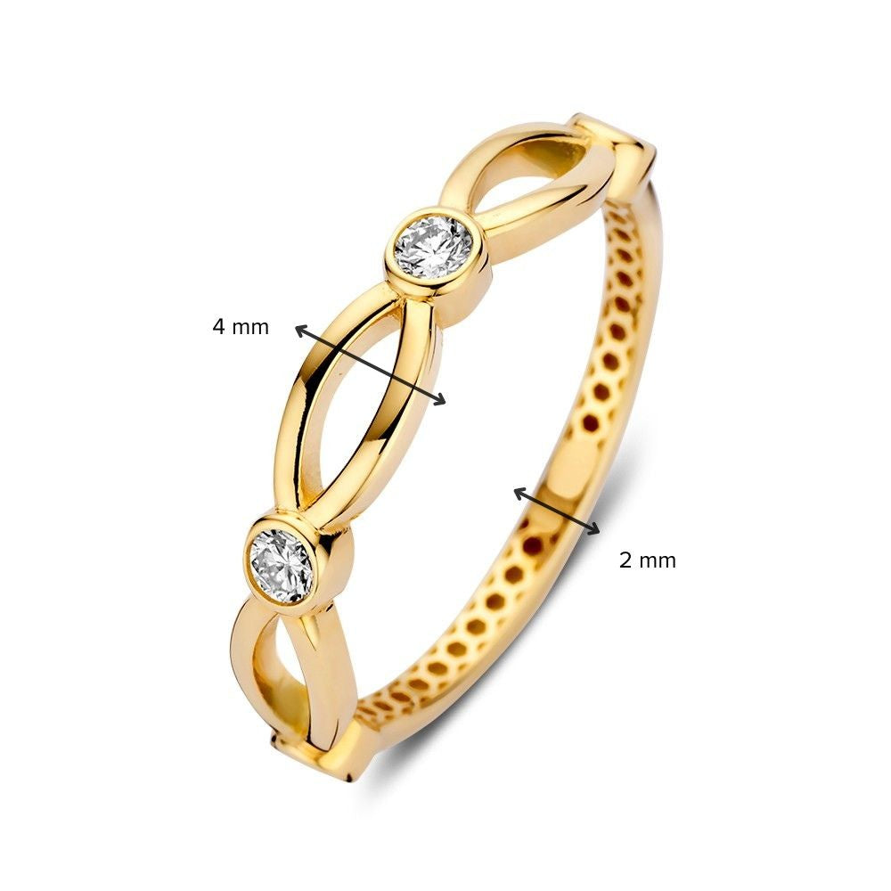Gelbgoldring mit Zirkonia in verspieltem Design – dezent und elegant