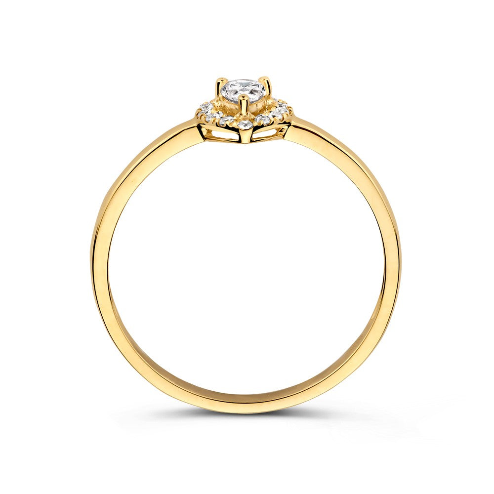 Eleganter Gelbgoldring mit Zirkonia in Tropfenform – Subtiler Luxus
