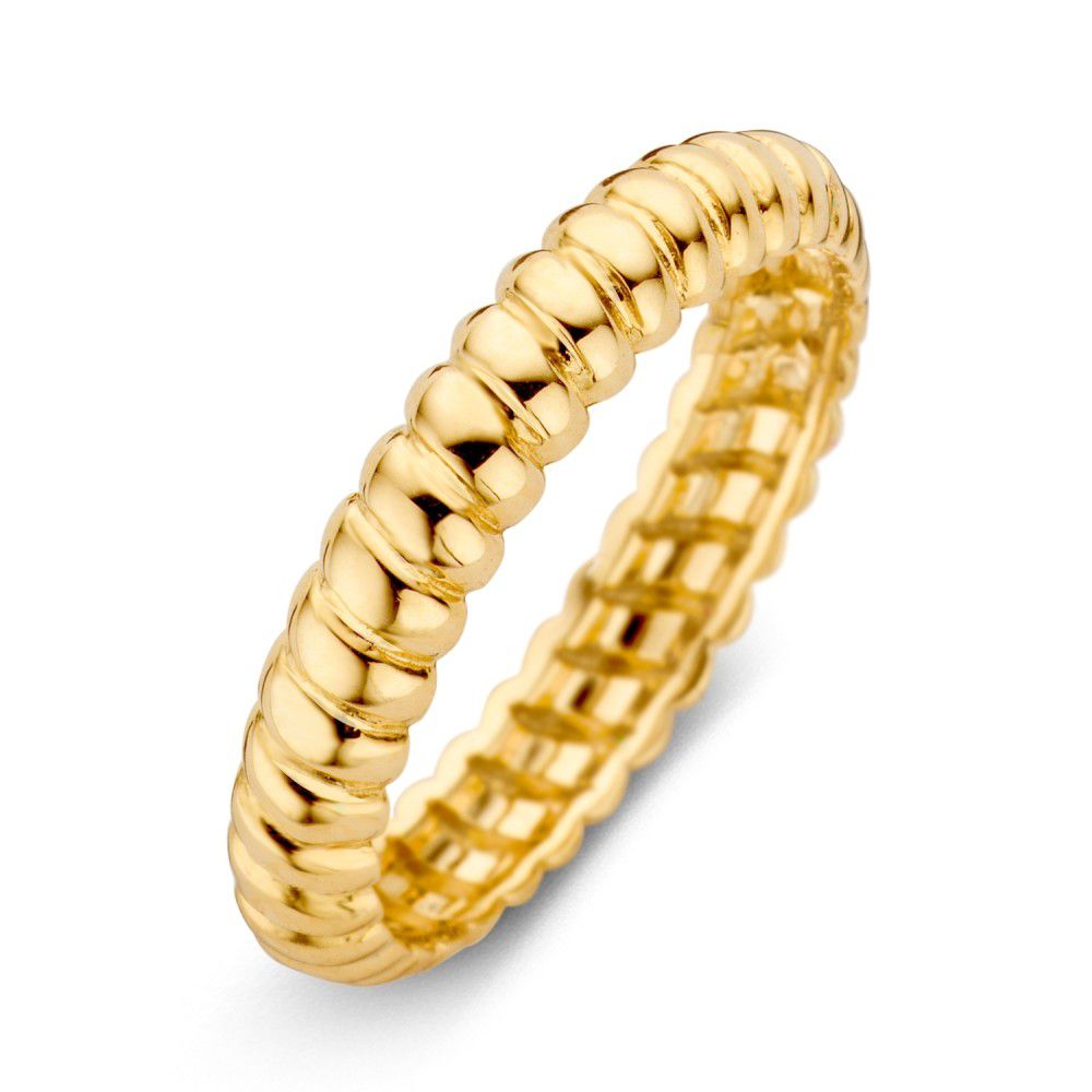 Aanschuifring aus 14 Karat Gelbgold mit gewelltem Design und glänzender Oberfläche