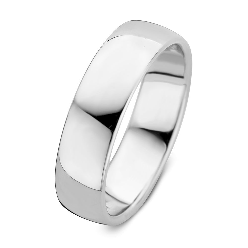Ring aus Weißgold, 6 mm breit, mit glänzender, glatter Oberfläche