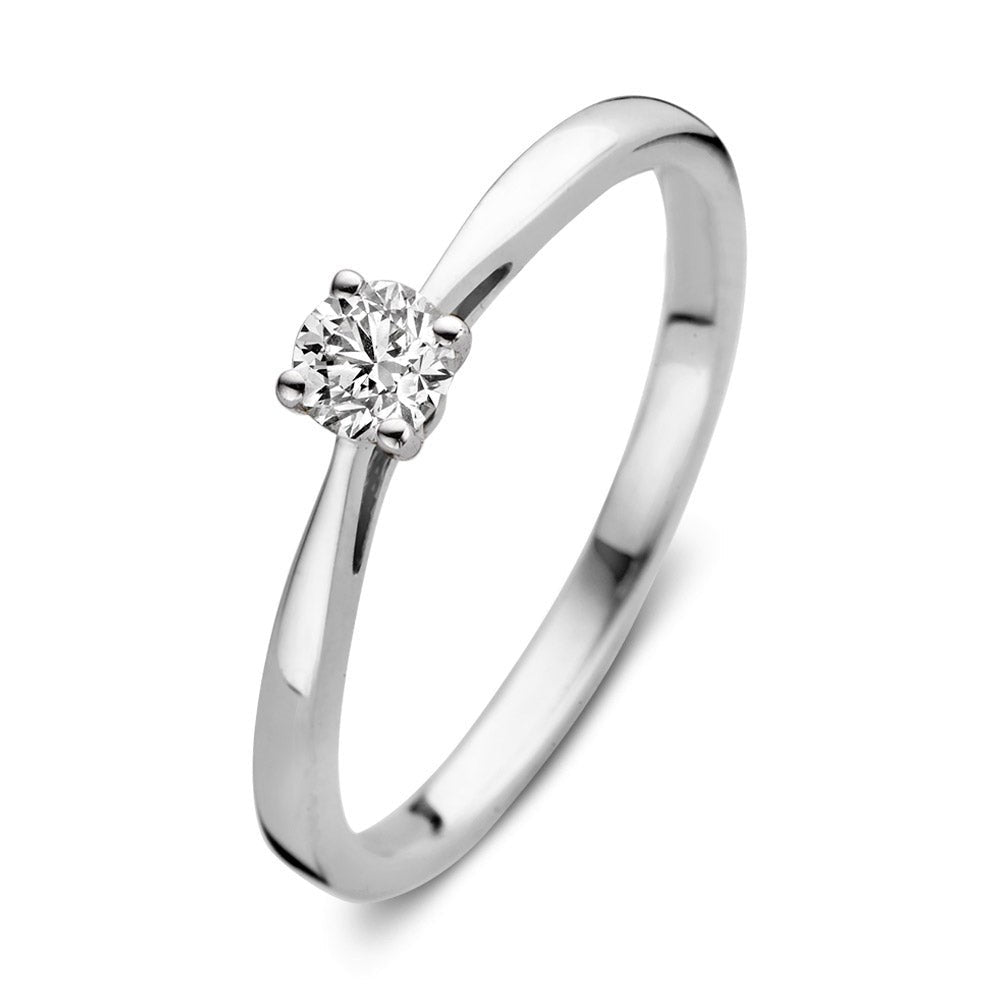 Ring aus Weißgold mit einem einzelnen, funkelnden Diamanten von 0,20 ct