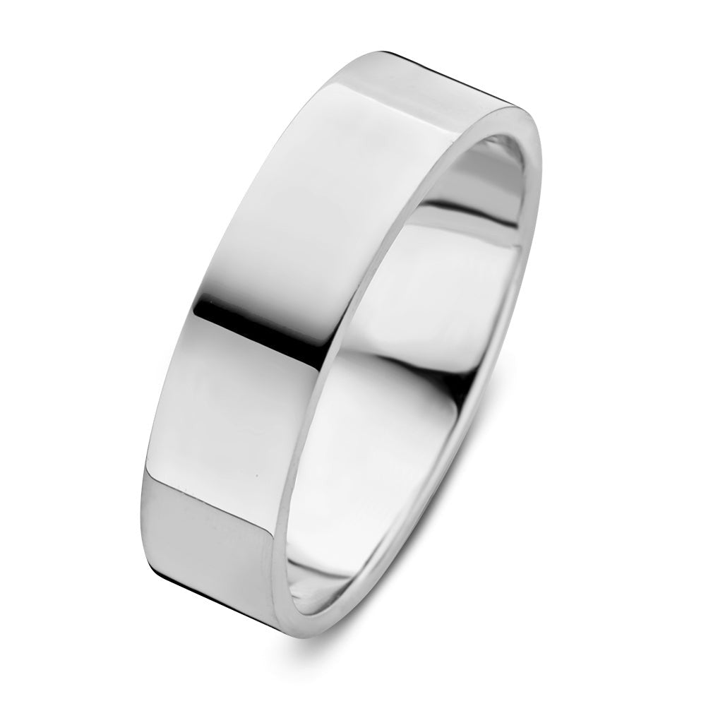 Ring aus Weißgold, 6 mm breit, mit glatter, polierter Oberfläche