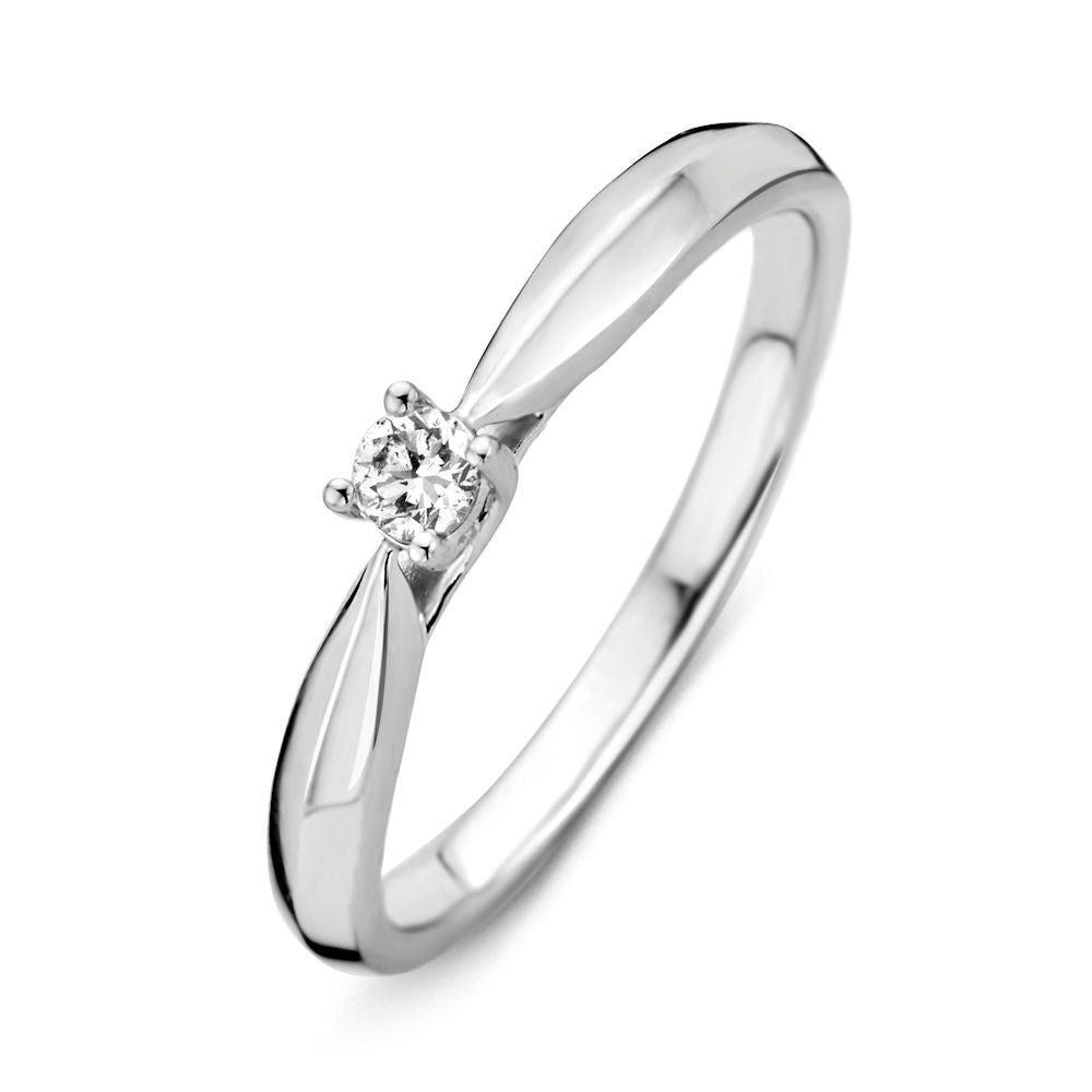 Ring aus Weißgold mit brillantem Zirkonia (0,09 ct) und geschwungenem Design