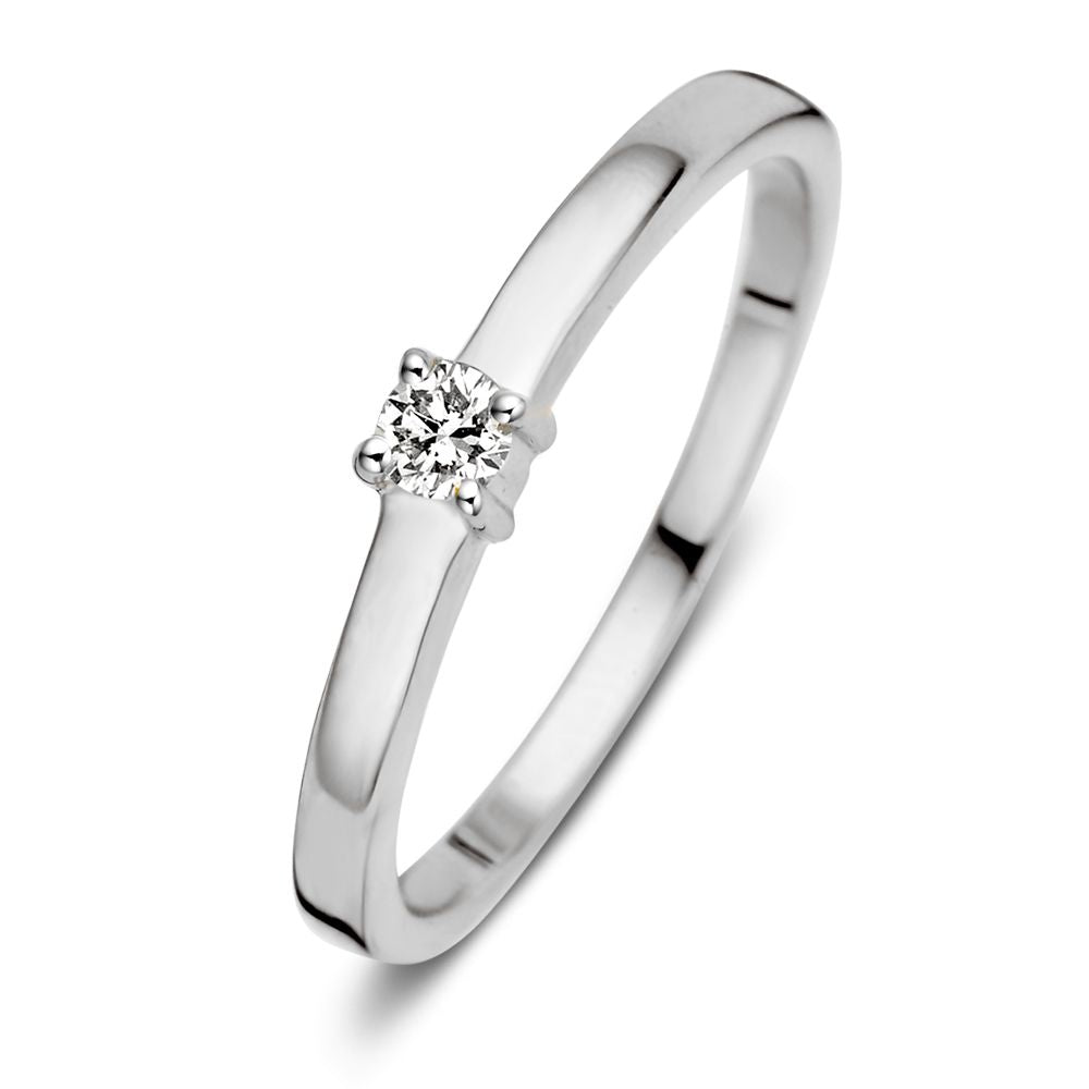 Ring aus 14 Karat Weißgold mit einem 0,09 Karat Brillanten in der Mitte