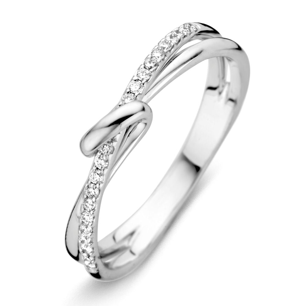 14-karätiger Weißgoldring mit 0,12 Karat Brillant und geschwungener Form