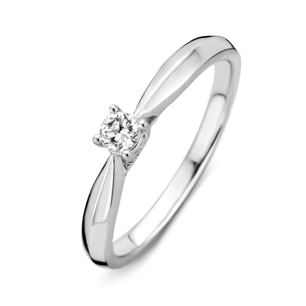 Eleganter Ring aus 14-karätigem Weißgold mit einem funkelnden Diamanten in der Mitte