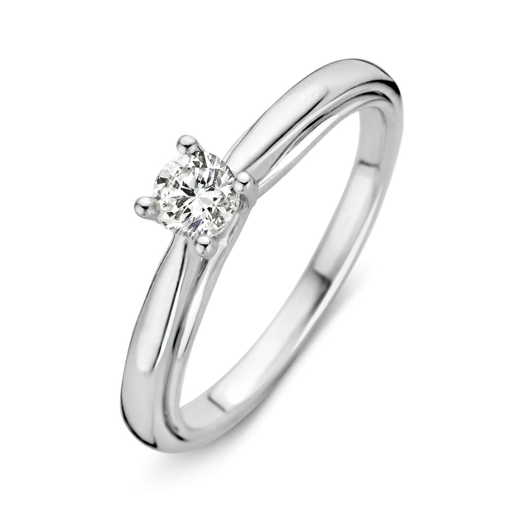 Witgolder Solitärring mit doppeltem Band und 0,30 ct Diamant