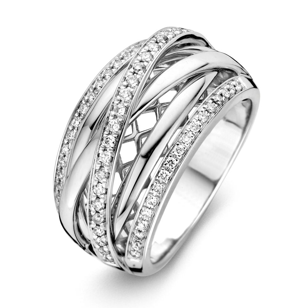 Ring aus Weißgold mit Brillanten, 0,34 ct, geflochtenes Design und funkelnden Diamanten.