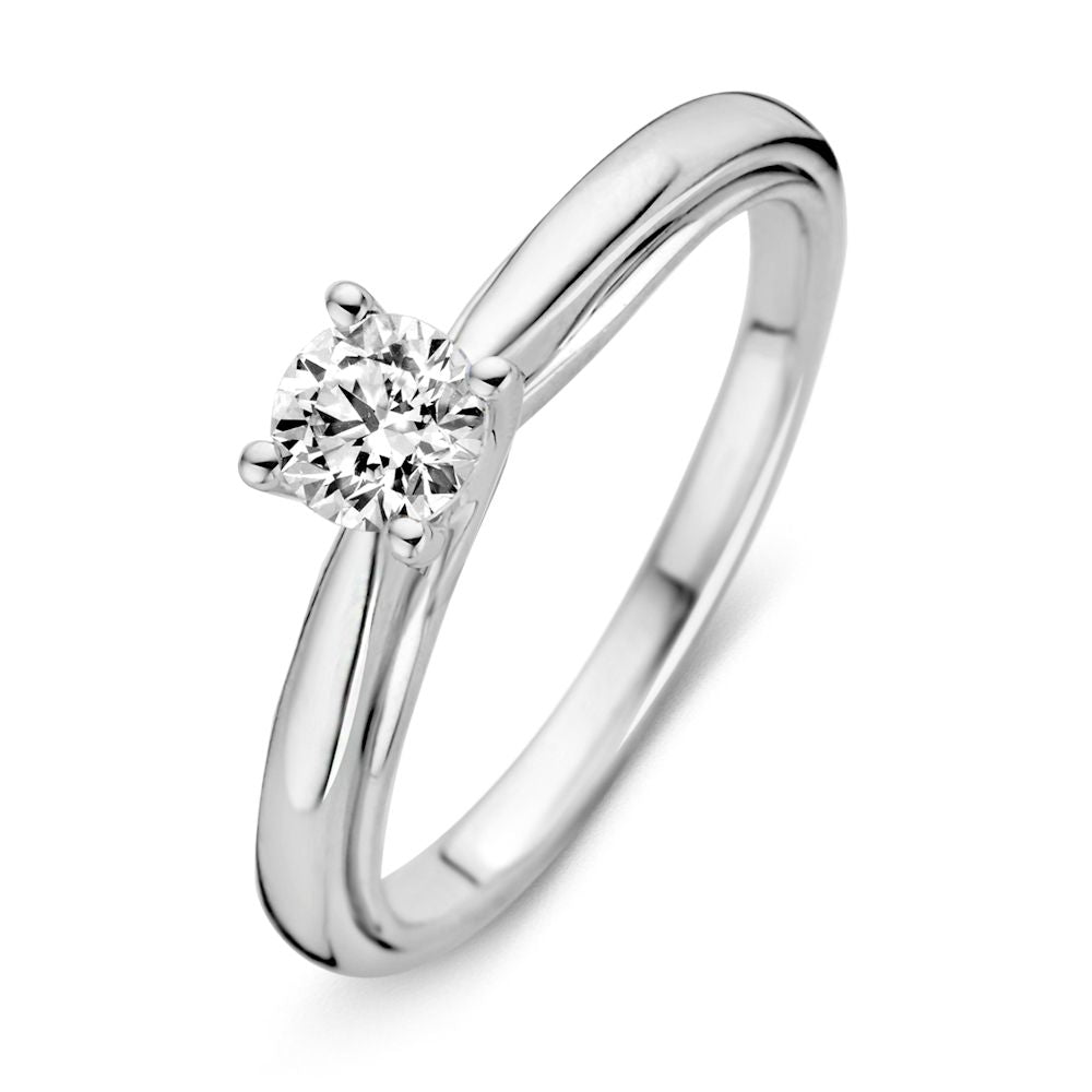 Solitärring aus Weißgold mit 0,40 Karat Brillant und glattem, poliertem Band