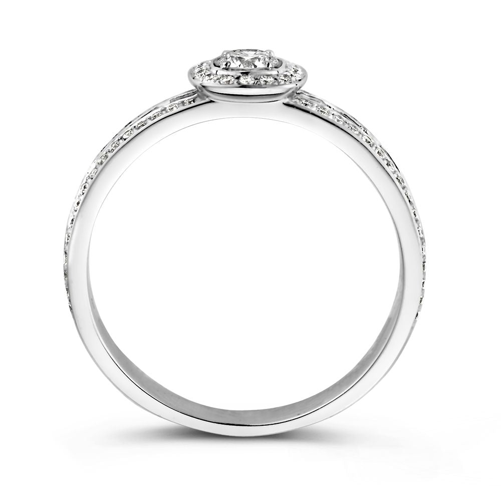 Atemberaubender klassischer Halo-Ring mit 0,55 Karat Diamanten im modernen Stil