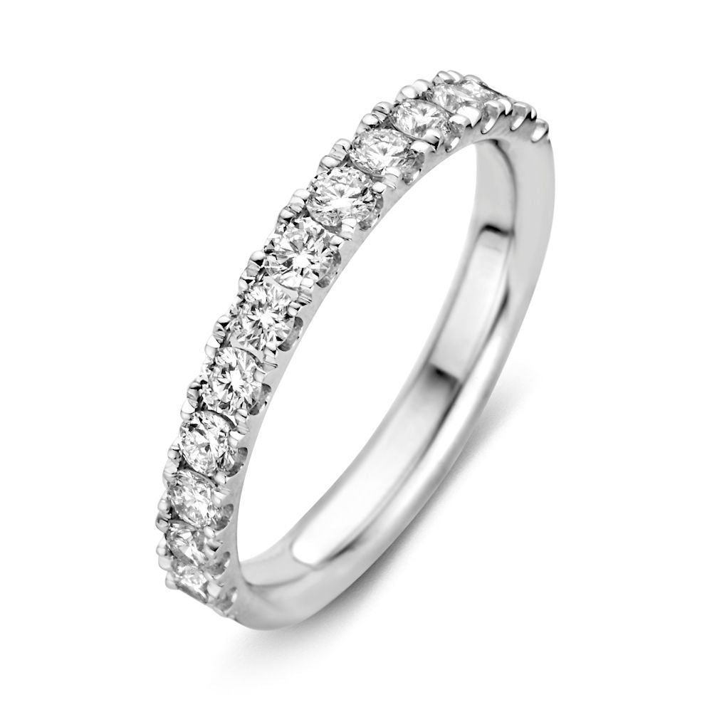 Ring aus 14-karätigem Weißgold mit mehreren Diamanten in einer Reihe