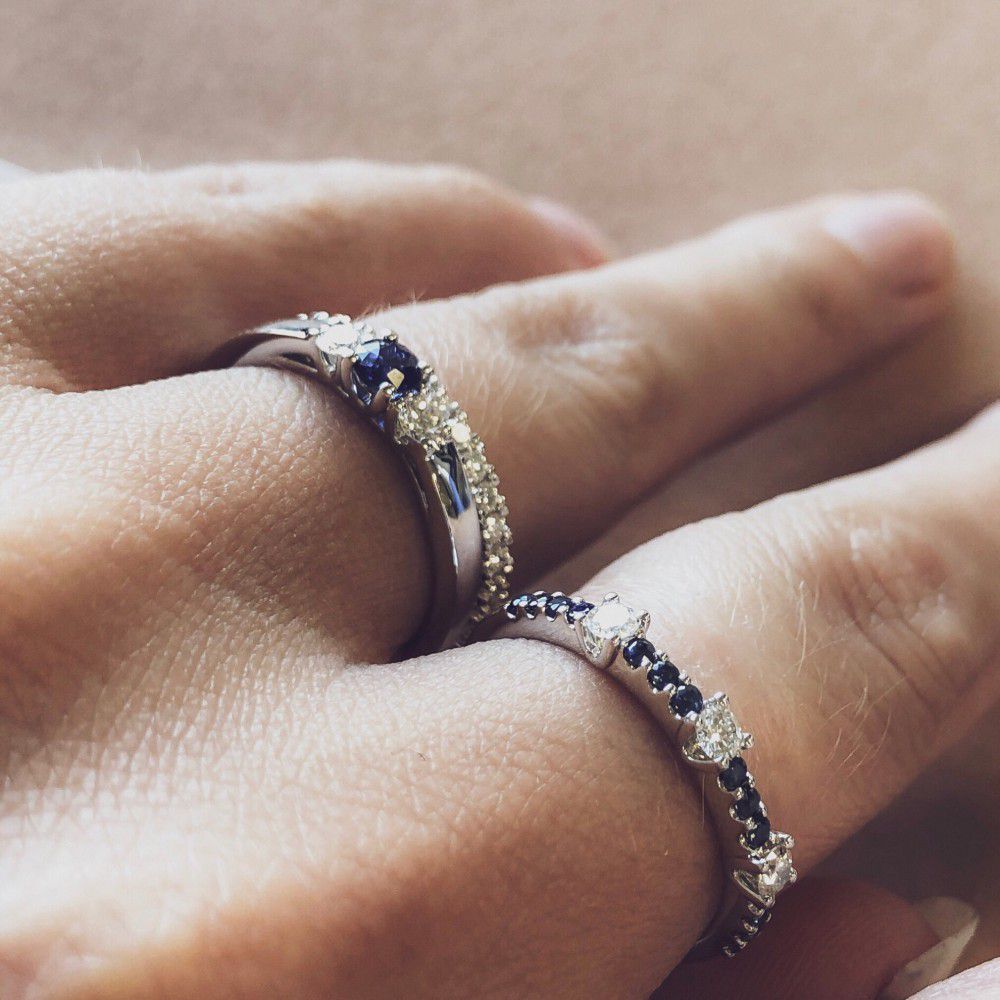Damenring aus Weißgold mit Saphir und Brillant – Zeitlose Eleganz