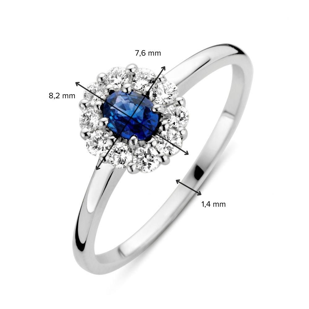 Weißgoldring mit blauem Saphir und Diamanten: Ein dezenter Blickfang