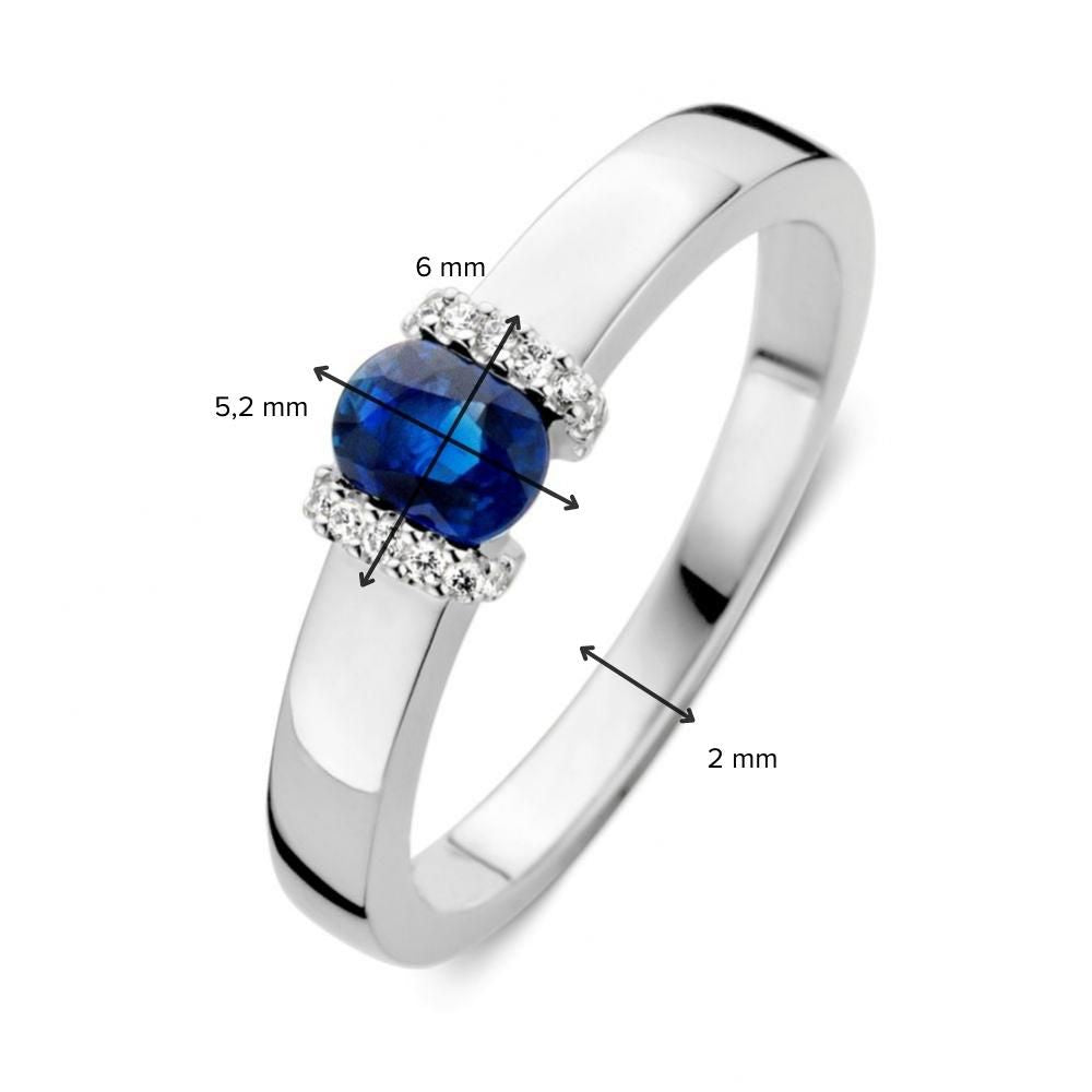 Weißgoldring mit blauem Saphir und Diamant: Elegant und zeitlos