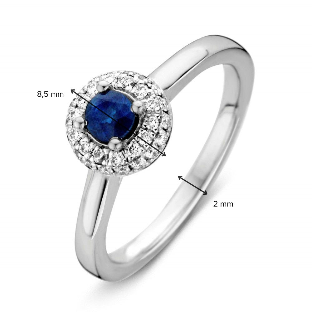Damenring aus Weißgold mit Saphir und Brillant | 14k Gold | Van der Kooij