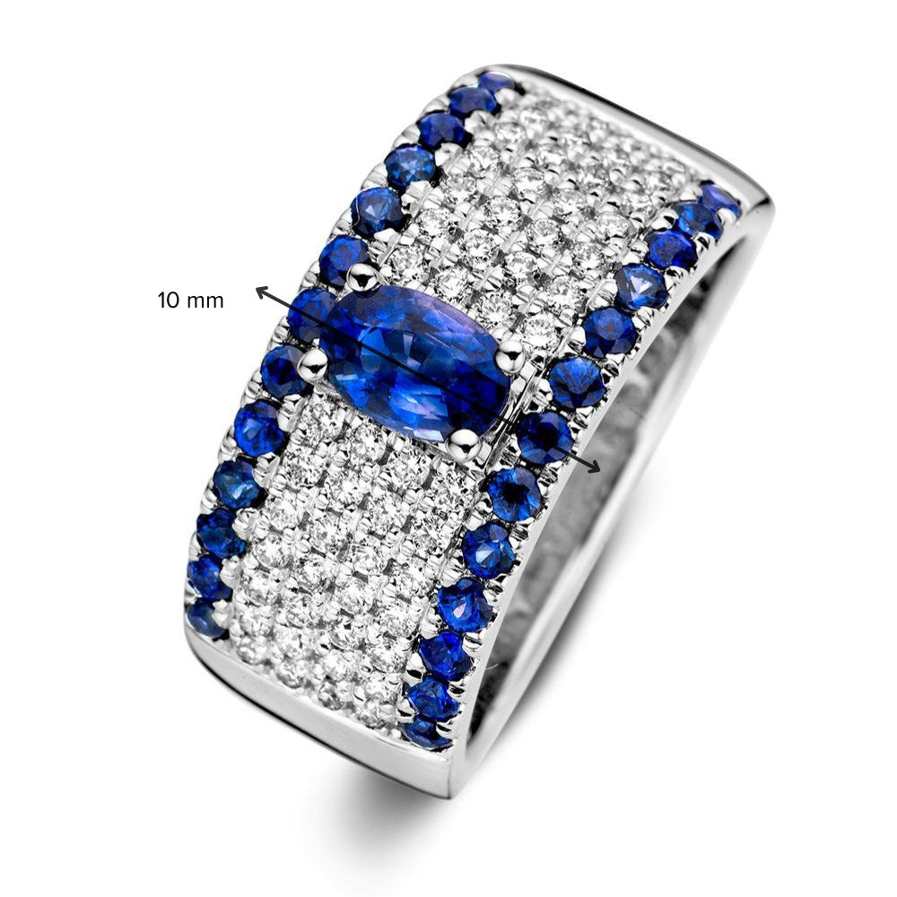 Luxuriöser Weißgoldring mit Marquise-Saphir und Brillanten – 14 Karat, 0,47 Karat Diamant, 0,66 Karat Saphir