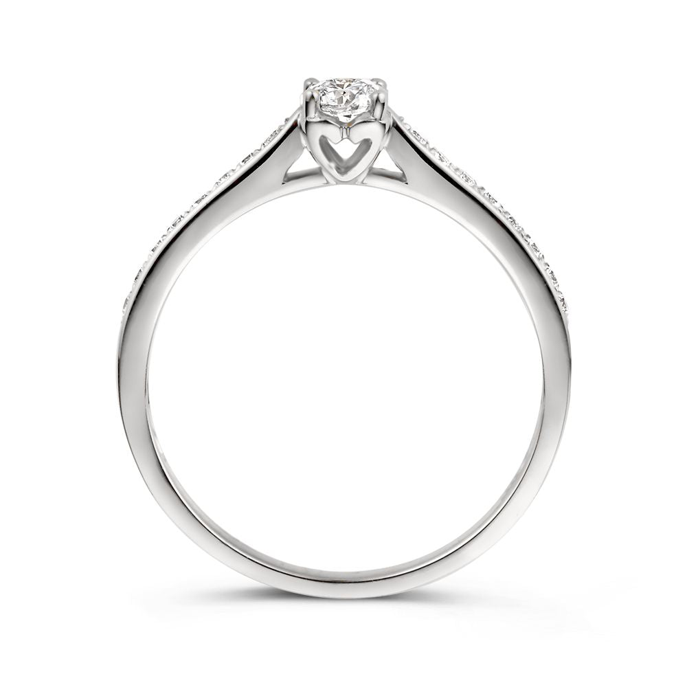 Weißgoldring mit Zirkonia Herz - Zart und elegant - Van der Kooij