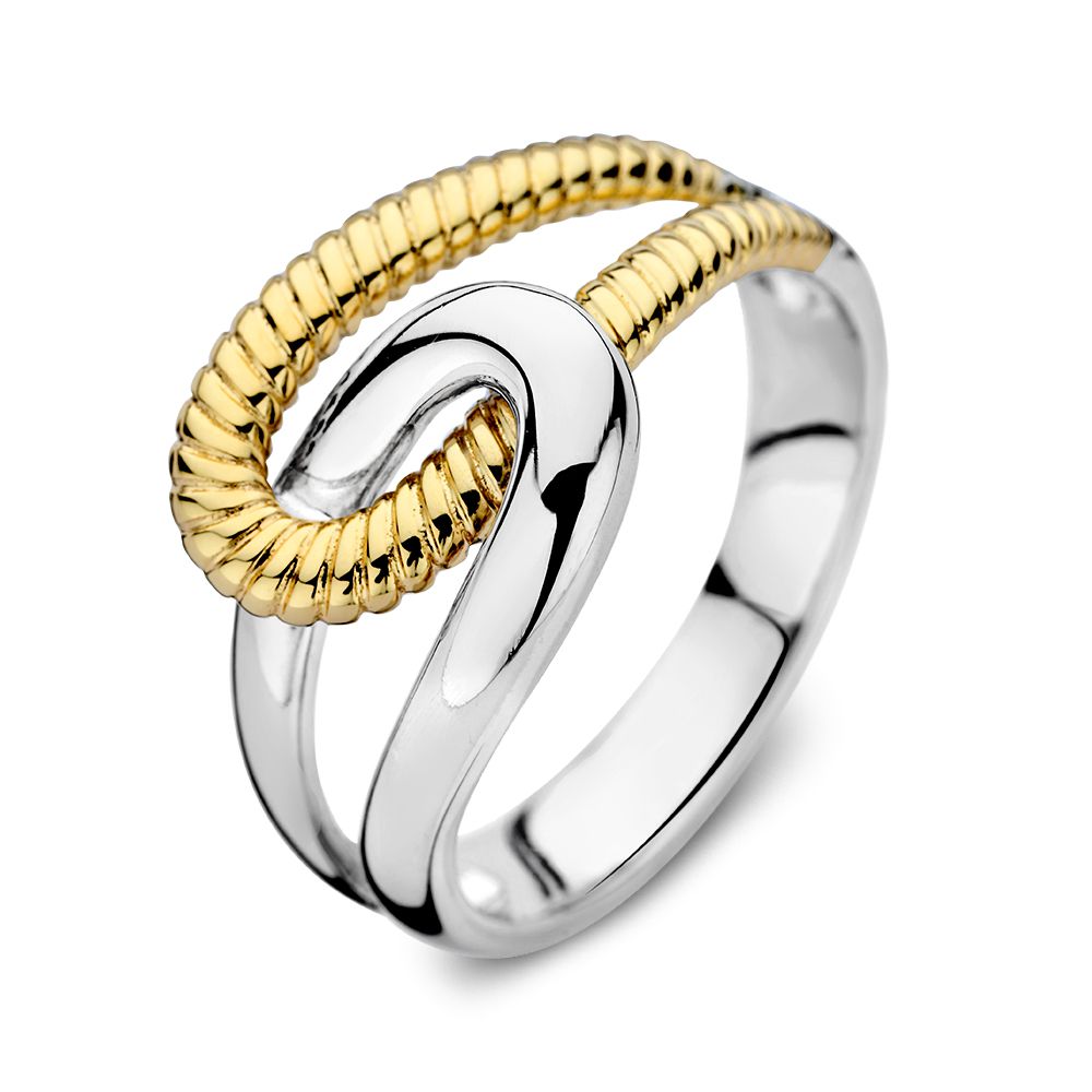 Zweiteiliger Ring aus Silber mit gedrehter 14-karätiger Goldbahn