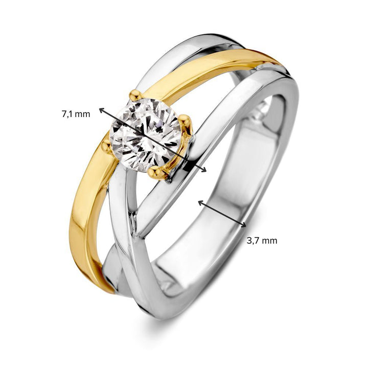 Ring zilver/goud zirkonia
