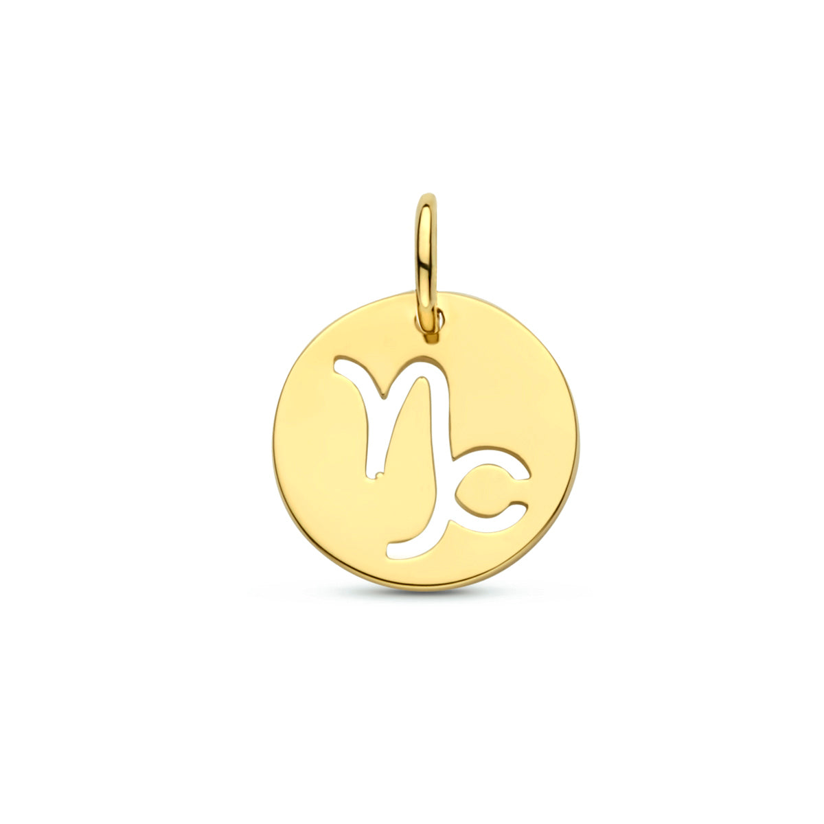 Hänger aus 14k Gelbgold mit einem runden Anhänger und dem Sternzeichenmotiv Steinbock