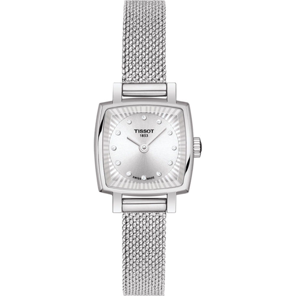 Uhr mit quadratischem Gehäuse, silbernem Zifferblatt und silbernem Mesh-Armband