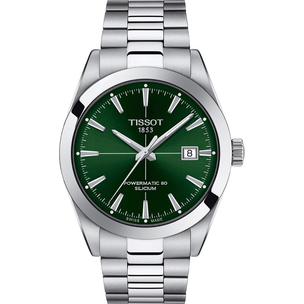 Herrenarmbanduhr mit grünem Zifferblatt, Edelstahlgehäuse und -armband, Datumsanzeige bei 3 Uhr