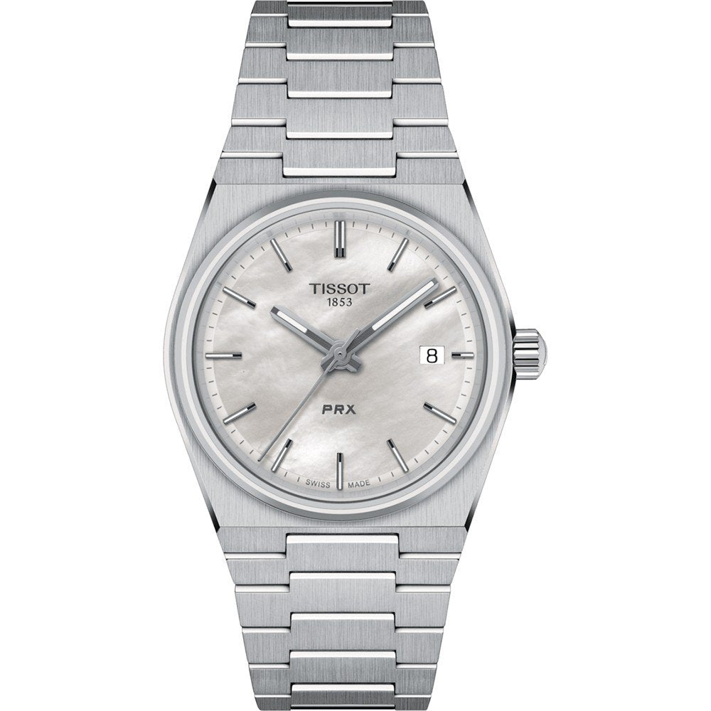 Uhr mit silbernem Gehäuse, silbernem Zifferblatt und Edelstahl-Mesh-Armband