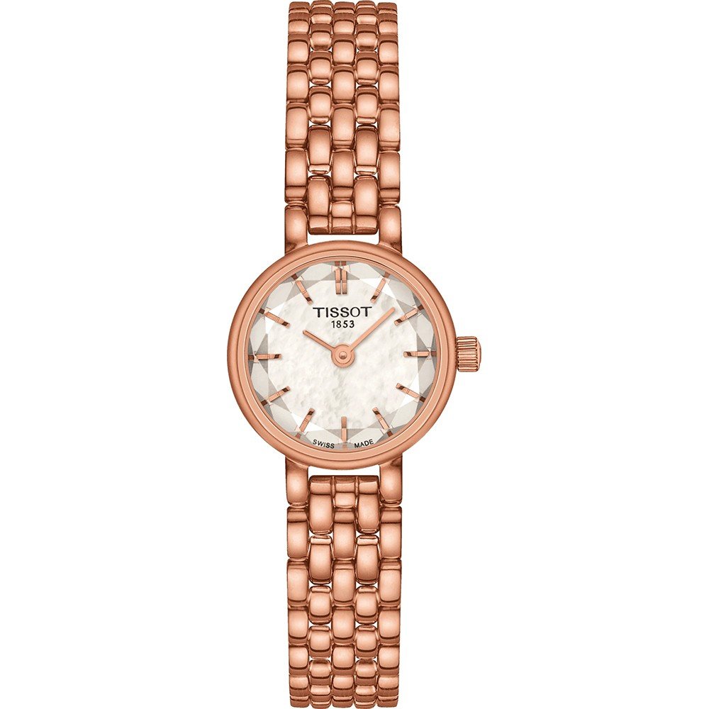 Uhr mit roséfarbenem Gehäuse, Zifferblatt mit silbernen Indizes und rosé Mesh-Armband