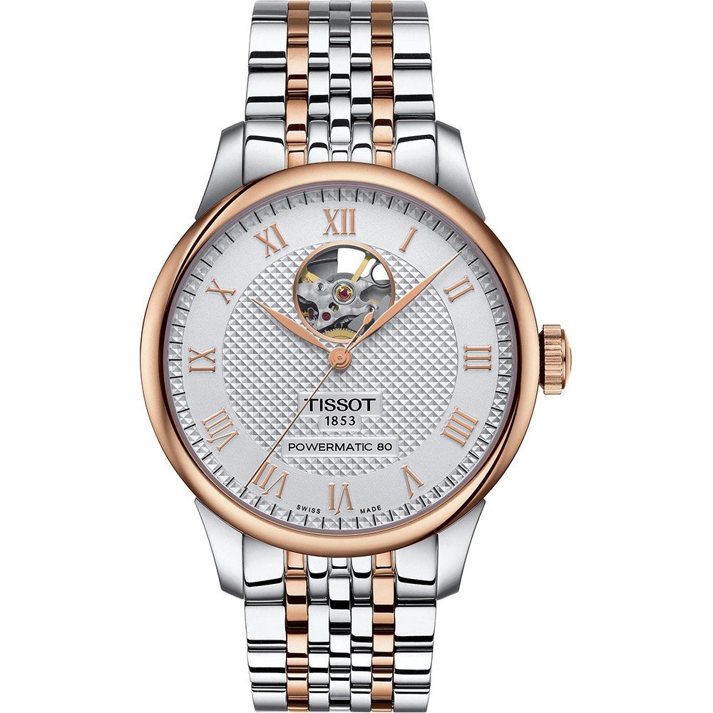 Herrenarmbanduhr mit silbernem Zifferblatt, roségoldenem Gehäuse und Edelstahl-Mesh-Armband
