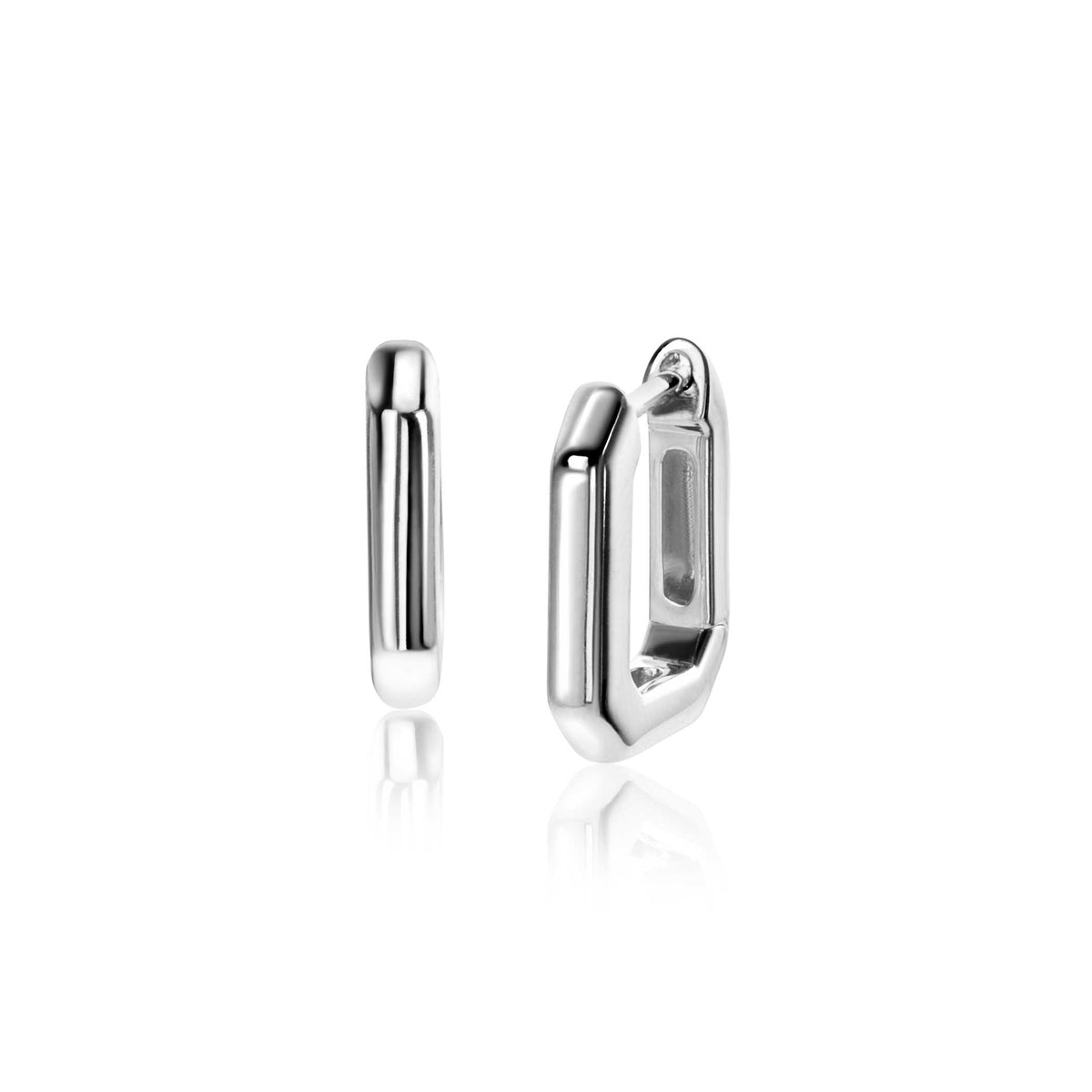 Ohrringe aus Silber mit geometrischem Design und polierter Oberfläche