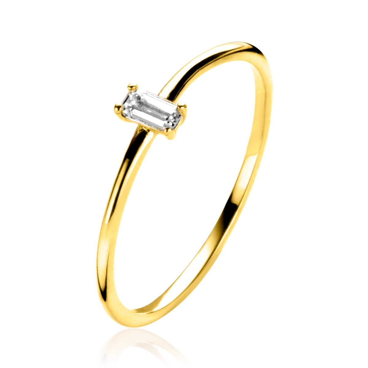 Ring aus Gold mit einem klaren, rechteckigen Edelstein