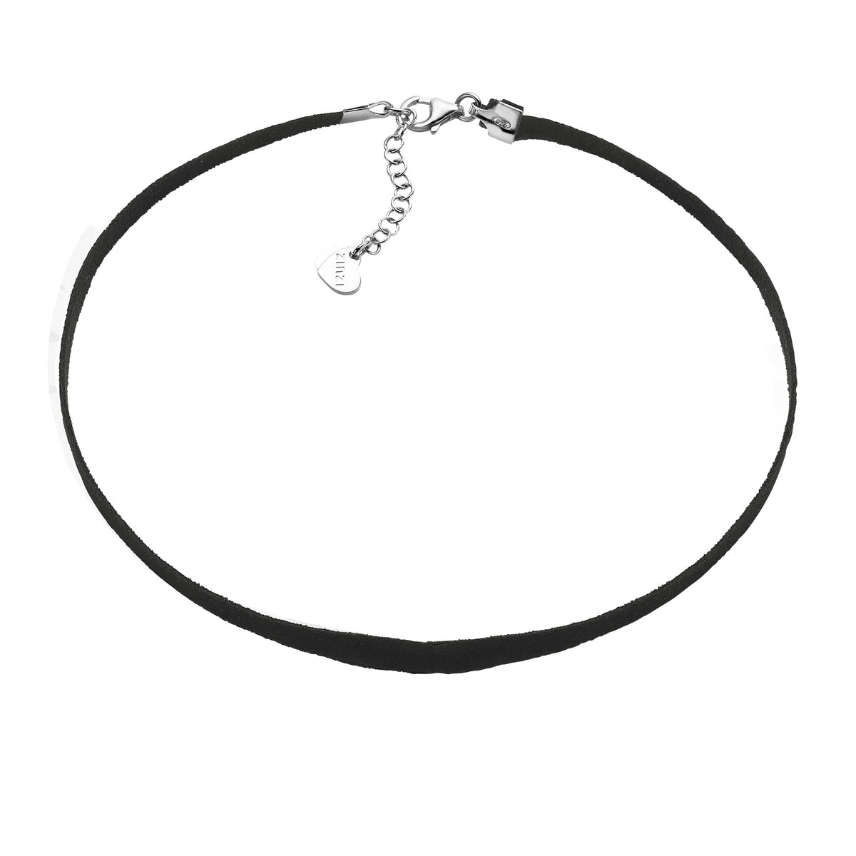 Schwarze Halskette aus Silber mit feinem, glattem Design und Karabinerverschluss