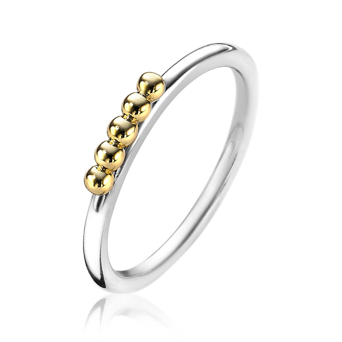 Ring aus Silber mit goldplattierten Kugeln in einer Reihe