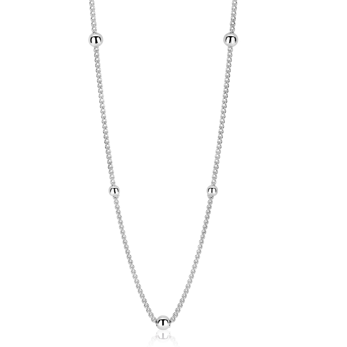 Halskette aus Silber mit runden, glänzenden Elementen und feiner Gliederkette
