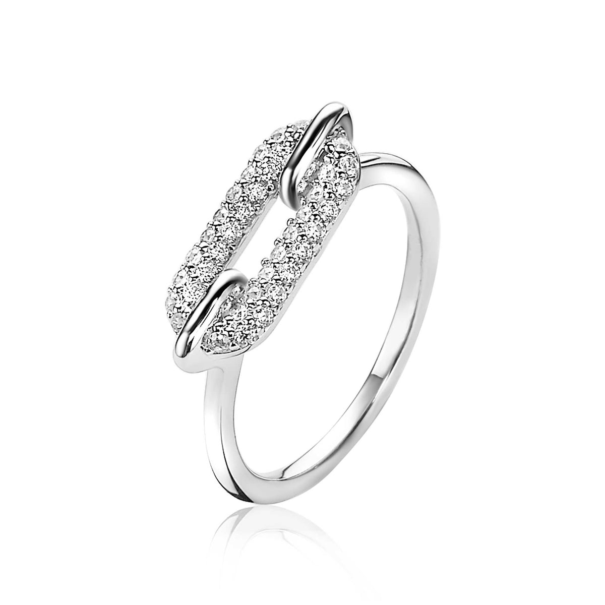 Ring aus Silber mit funkelnden Zirkonia-Steinen in Form einer Kette