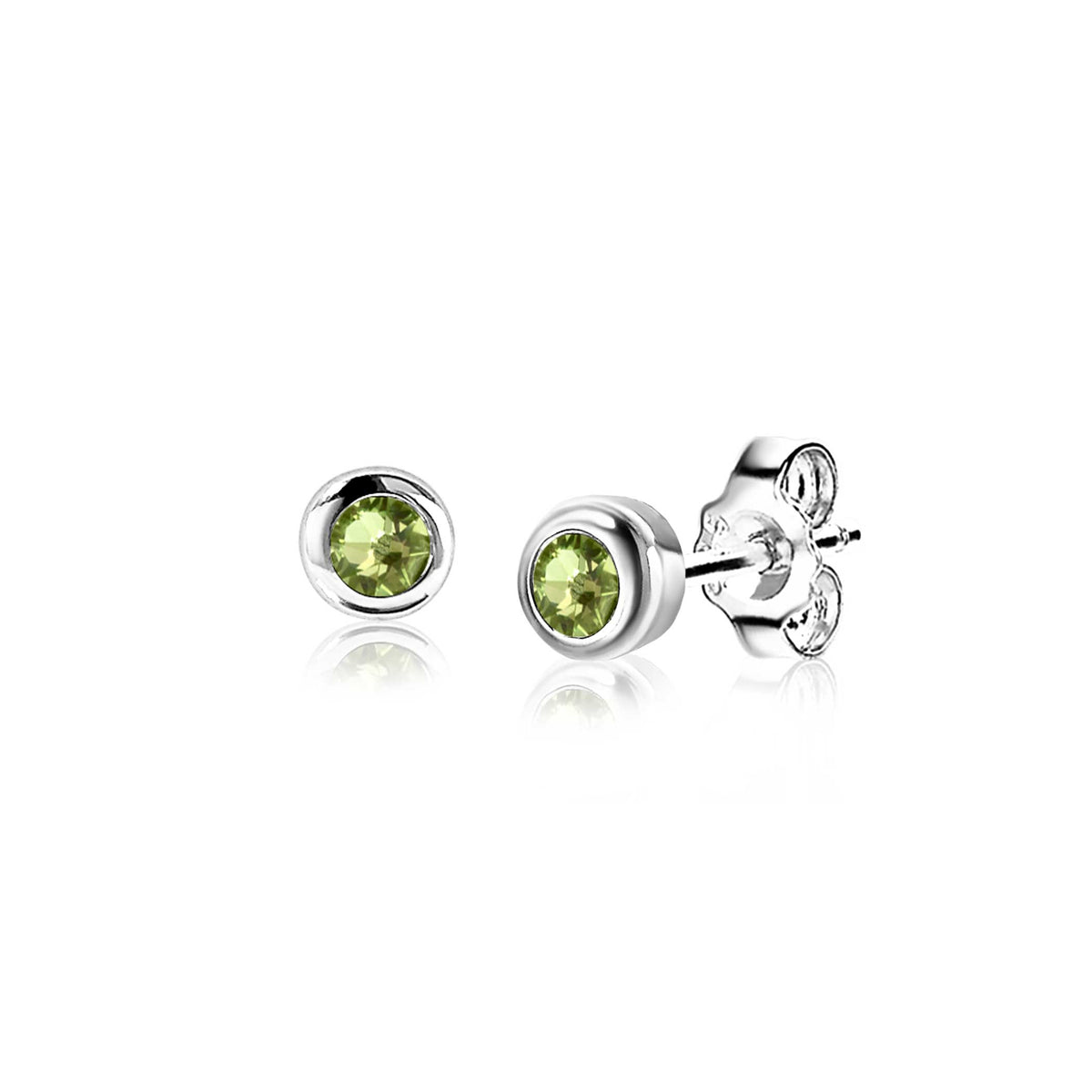 Ohrringe aus Silber mit grünen Zirkonia-Steinen in runder Form
