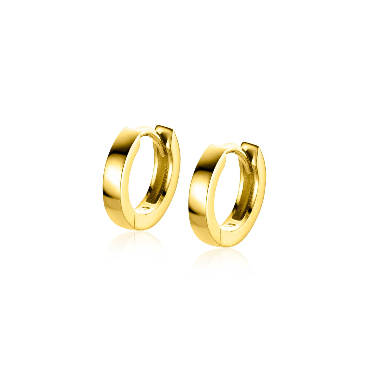 Hoop-Ohrstecker aus Gold mit glänzender Oberfläche und geschlossener Form