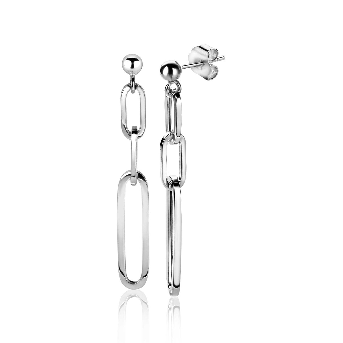 Ohrstecker aus Silber mit länglichen, ovalen und runden Gliedern in Kettenform