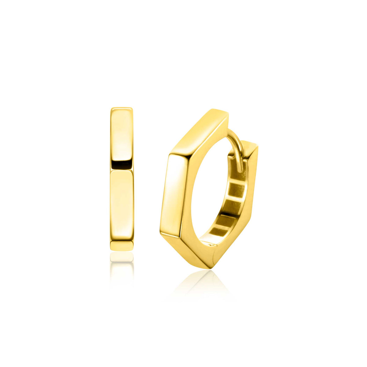 Ohrringe aus Gold mit quadratischer Form und glänzender Oberfläche