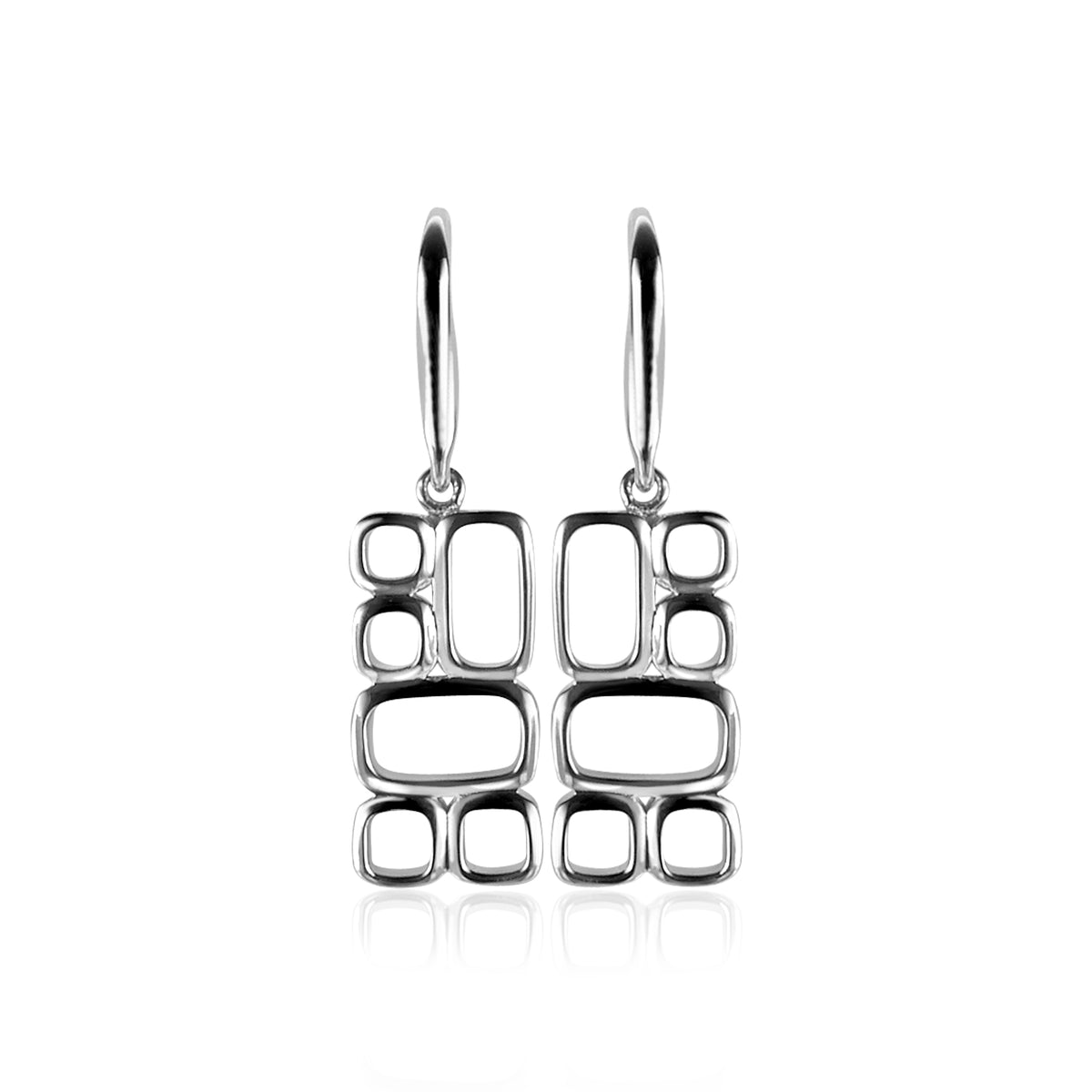 Ohrringe aus Silber mit geometrischem Design und offenen, rechteckigen Elementen